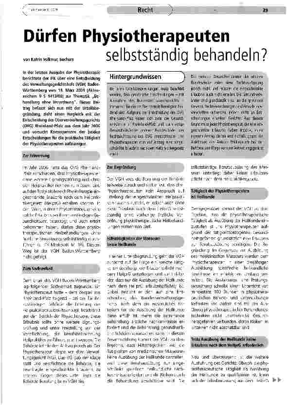Vorschauseite 1: Dürfen Physiotherapeuten selbstständig behandeln?