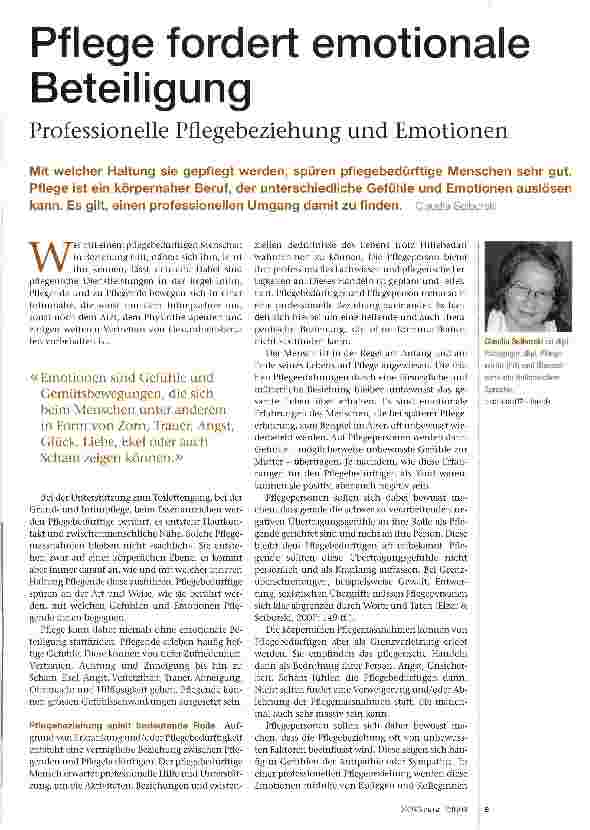Vorschauseite 1: Pflege fordert emotionale Beteiligung