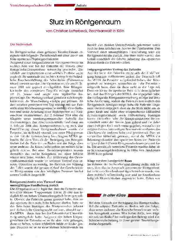 Vorschauseite 1: Sturz im Röntgenraum