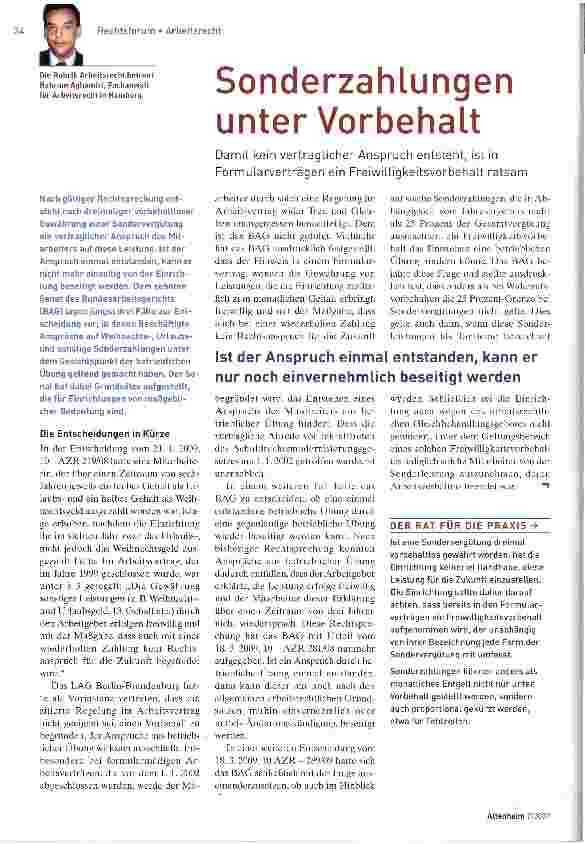 Vorschauseite 1: Sonderzahlungen unter Vorbehalt