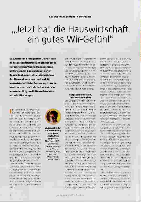 Vorschauseite 1: Jetzt hat die Hauswirtschaft ein gutes Wir-Gefühl