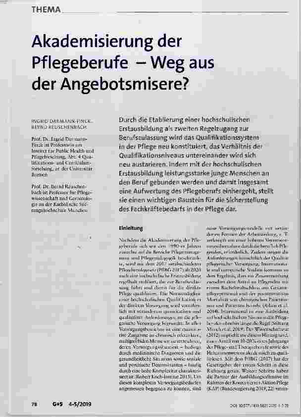 Vorschauseite 1: Akademisierung der Pflegeberufe Weg aus der Angebotsmisere?