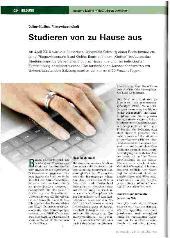 Vorschauseite 1: Studieren von zu Hause aus
