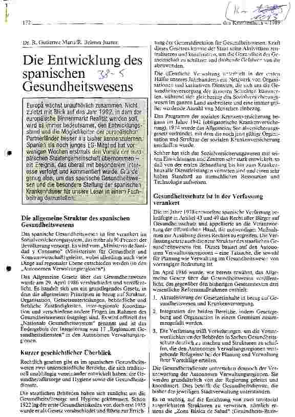 Vorschauseite 1: Die Entwicklung des spanischen Gesundheitswesens