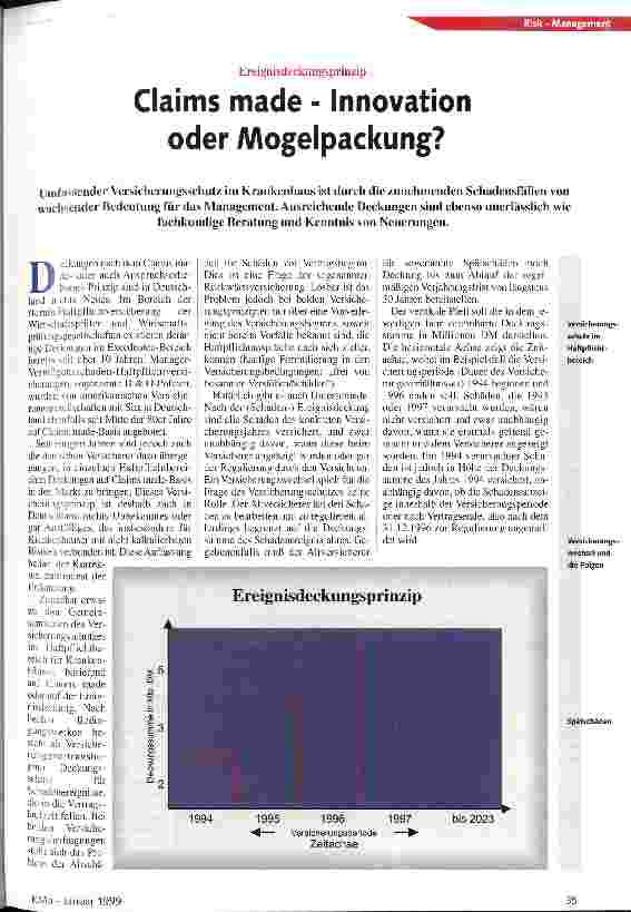 Vorschauseite 1: Ereignisdeckungsprinzip Claims made - Innovation oder Mogelpackung?