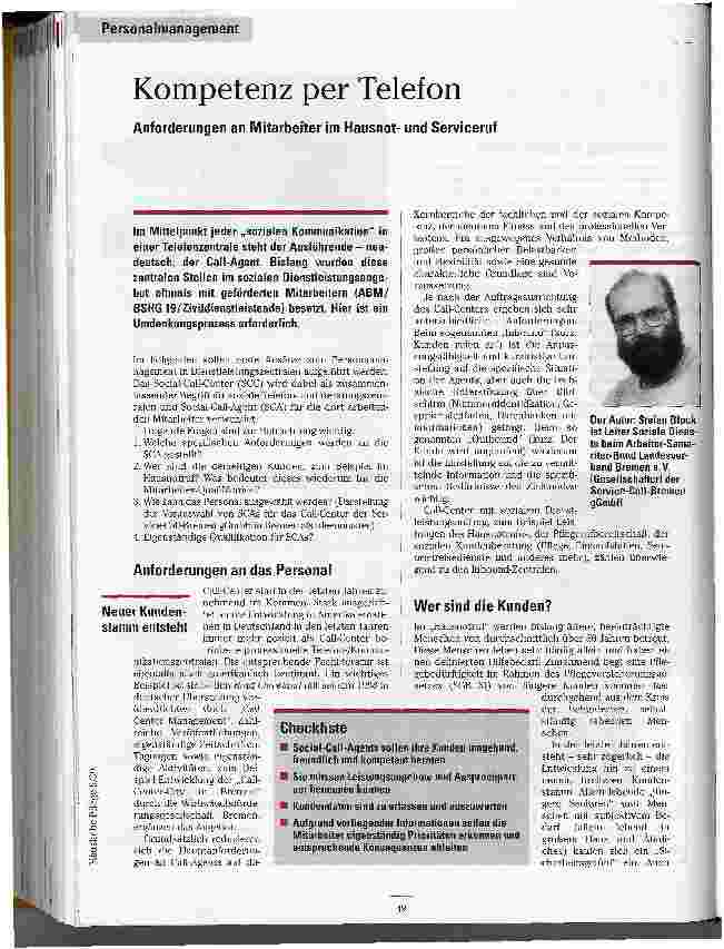 Vorschauseite 1: Kompetenz per Telefon Anforderungen am Mitarbeiter im Hausnotund Serviceruf
