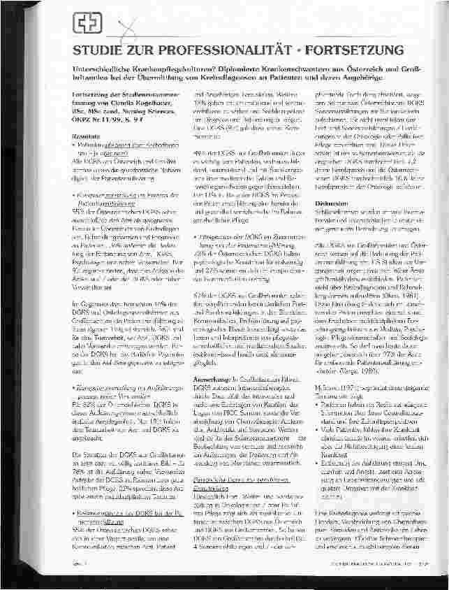 Vorschauseite 1: Studie zur Professionalität - Fortsetzung Unterschiedliche Krankenpflegekulturen?