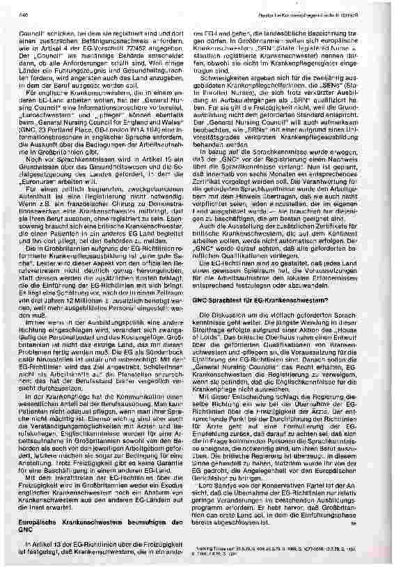 Vorschauseite 3: Krankenpflege in Europa Diskussion um die EG-Richtlinien im Bereich der Krankenpflege