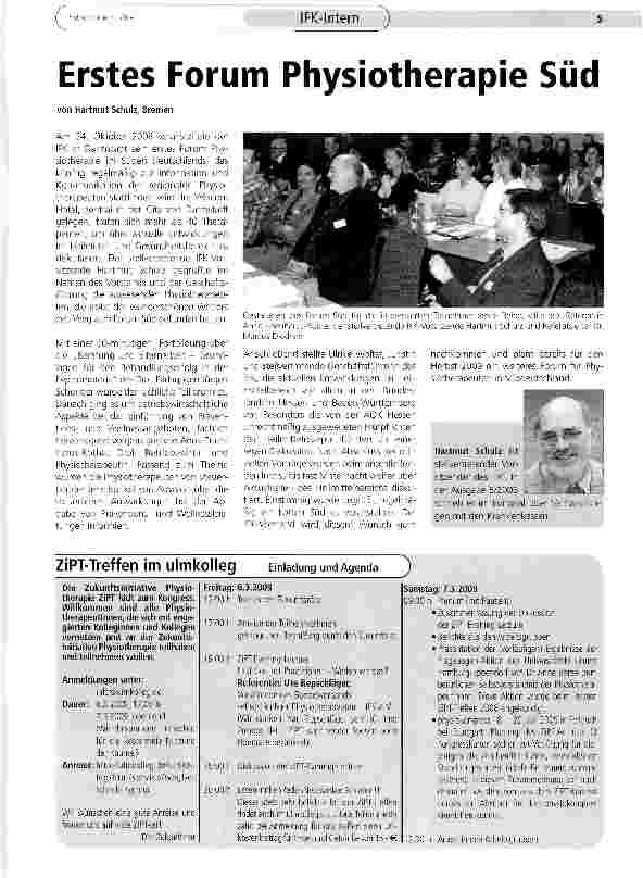 Vorschauseite 1: Erstes Forum Physiotherapie Süd