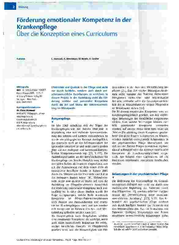 Vorschauseite 1: Förderung emotionaler Kompetenz in der Krankenpflege