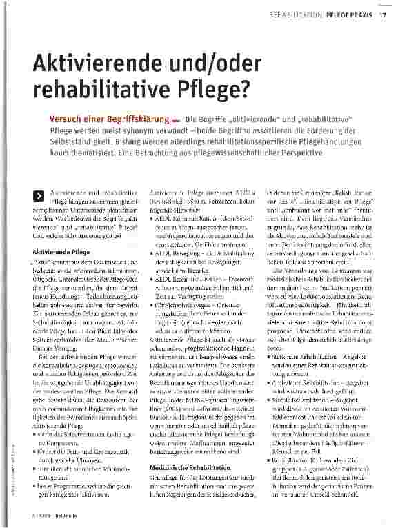 Vorschauseite 1: Aktivierende und/oder rehabilitative Pflege?
