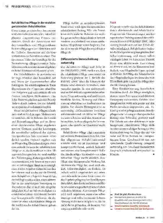 Vorschauseite 2: Aktivierende und/oder rehabilitative Pflege?