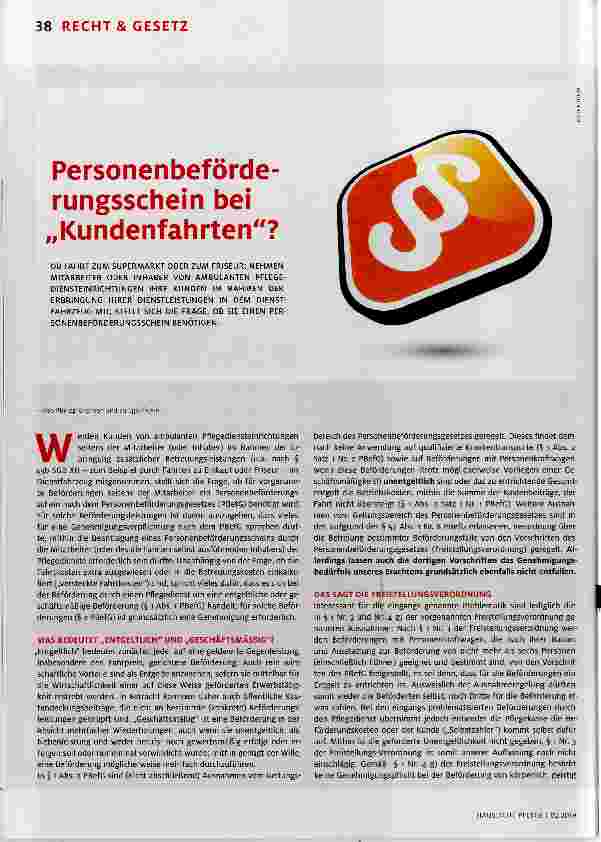 Vorschauseite 1: Personenbeförderungsschein bei Kundenfahrten?