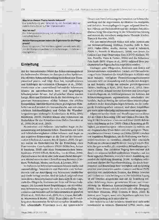 Vorschauseite 2: Wann und wie berücksichtigen Intensivpflegende Schmerz im Behandlungsprozess von Patientinnen und Patienten auf der Intensivstation?
