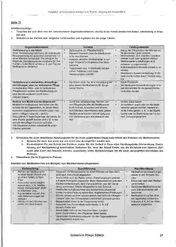 Vorschauseite 4: Aufgaben und Lösungsvorschläge zum Thema „Umgang mit Arzneimitteln