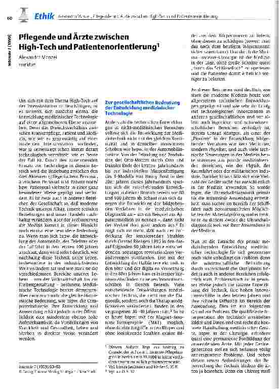 Vorschauseite 1: Pflegende und Ärzte zwischen High-Teh und Patientenorientierung