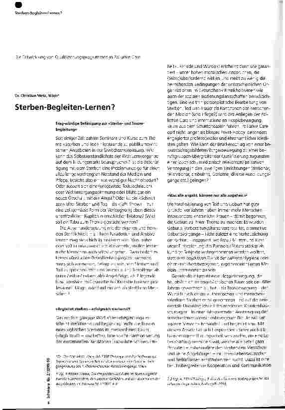 Vorschauseite 1: Sterben-Begleiten-Lernen?