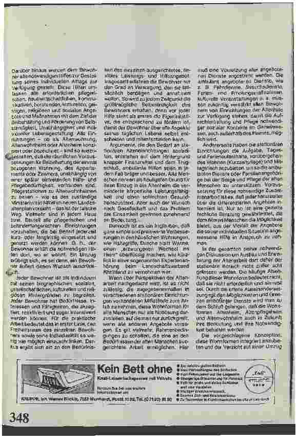 Vorschauseite 4: Altenheime - sind sie noch erforderlich? Oder was muß sich verändern?