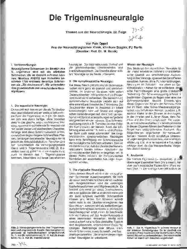 Vorschauseite 1: Die Trigeminusneuralgie Themen aus der Neurochirurgie, 22. Folge