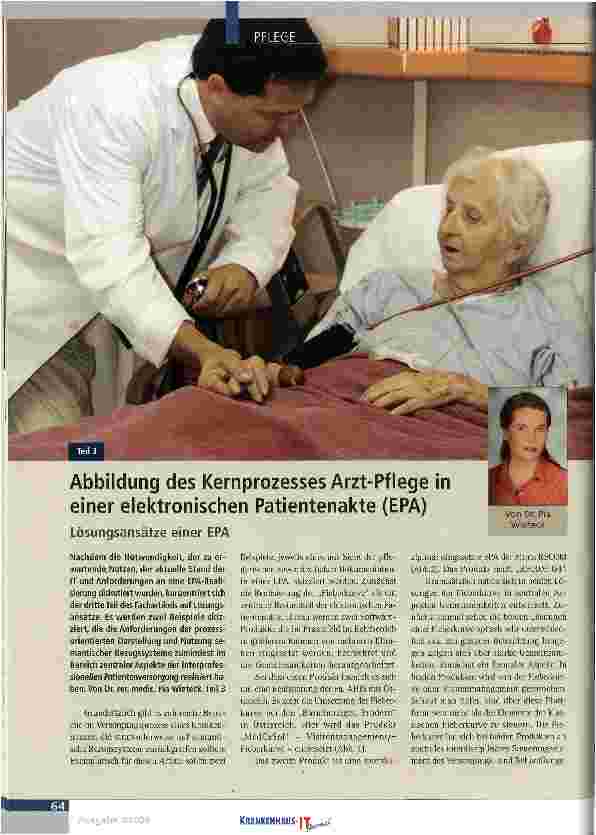 Vorschauseite 1: Abbildung des Kernprozesses Arzt-Pflege in einer elektronischen Patientenakte (EPA)