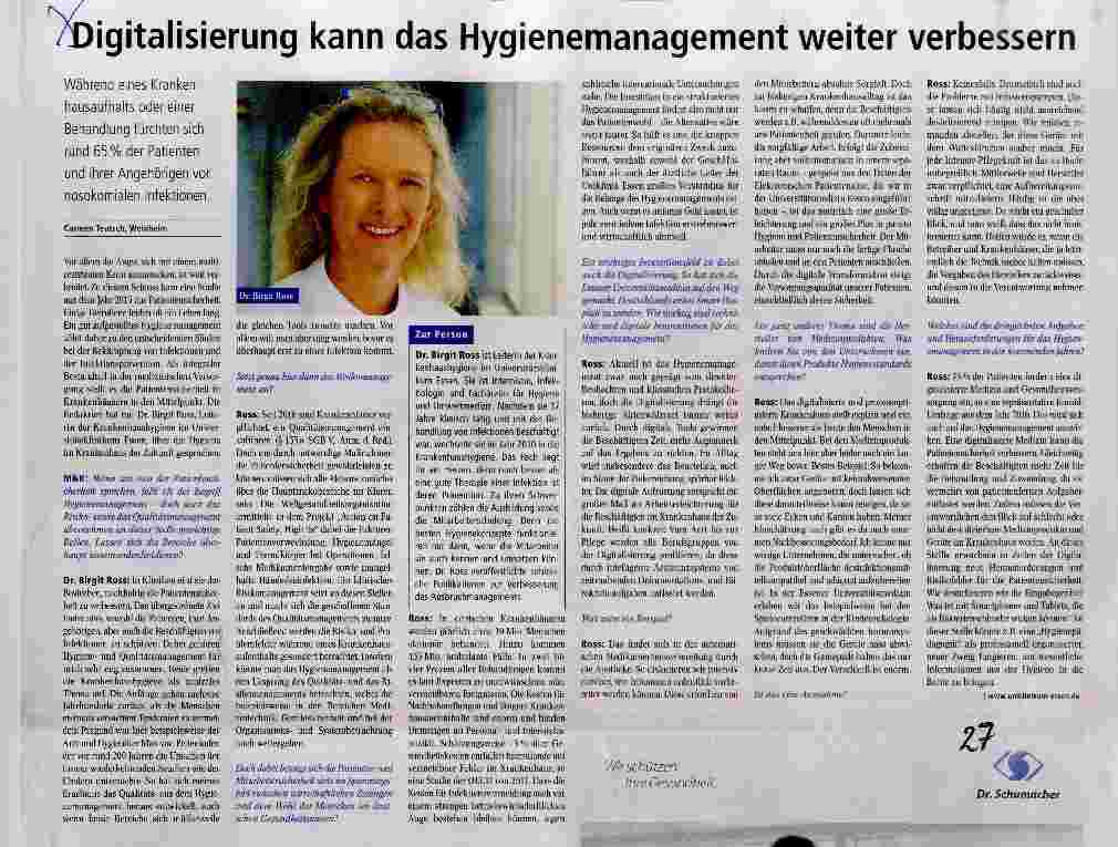 Vorschauseite 1: Digitalisierung kann das Hygienemanagement weiter verbessern