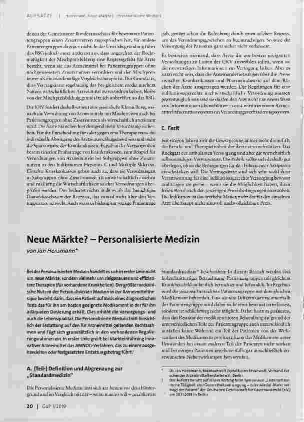 Vorschauseite 1: Neue Märkte? - Personalisierte Medizin