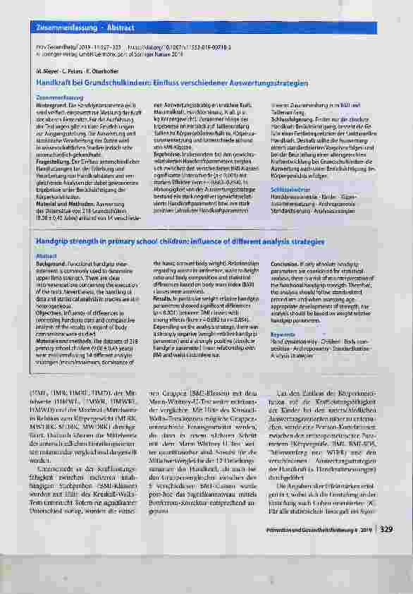 Vorschauseite 3: Handkraft bei Grundschulkindern: Einfluss verschiedener Auswertungsstrategien
