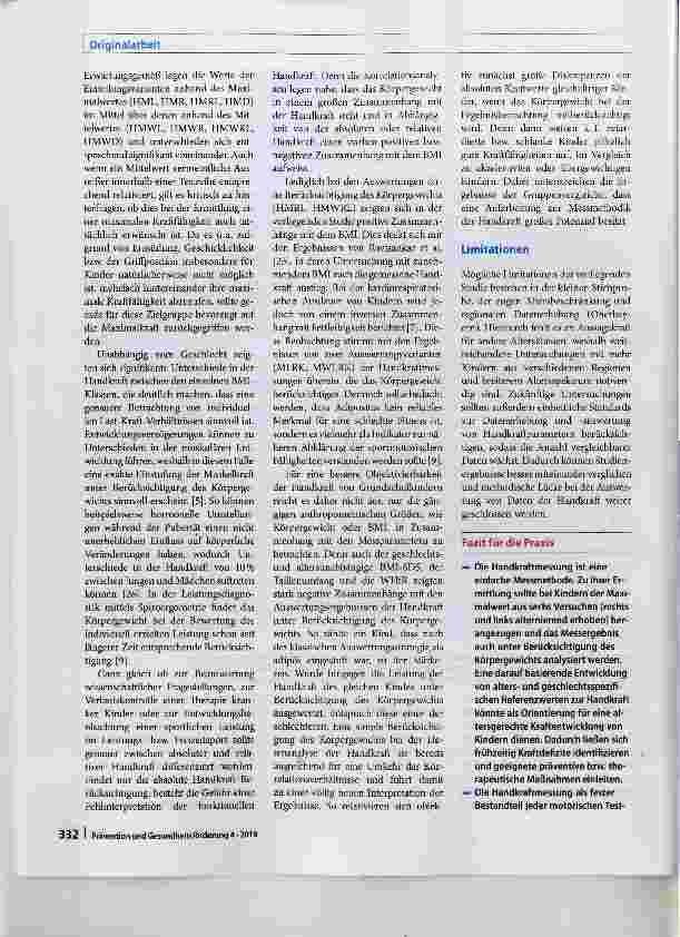Vorschauseite 6: Handkraft bei Grundschulkindern: Einfluss verschiedener Auswertungsstrategien