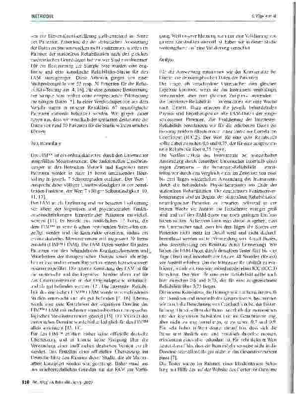 Vorschauseite 3: Übersetzung, transkulturelle Anpassung und Reliabilität der deutschen Fassung des Functional Assessment Measure (FAM-G)