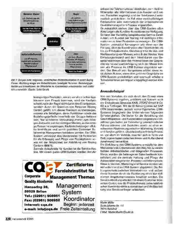 Vorschauseite 2: Customer Relationship Management in der Medizintechnikbranche