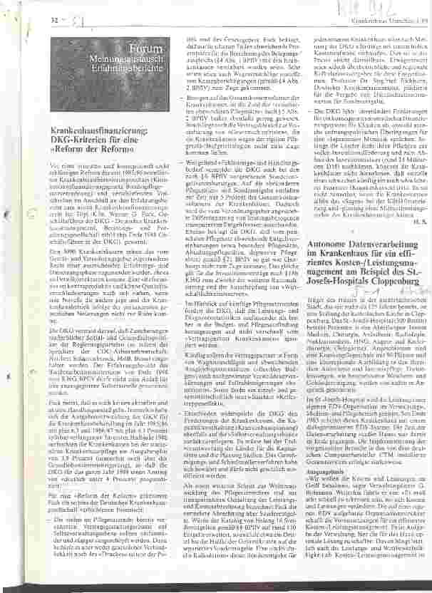 Vorschauseite 1: Autonome Datenverarbeitung im Krankenhaus für ein effizientes Kosten-/ Leistungsmanagement am Beispiel des St.-Josef-Hospitals Cloppenburg