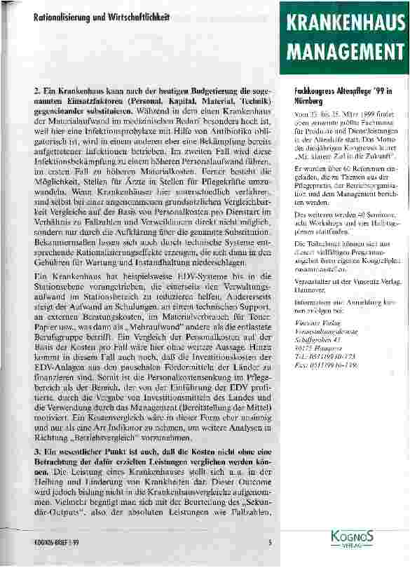 Vorschauseite 3: Betriebsvergleiche im Krankenhaus