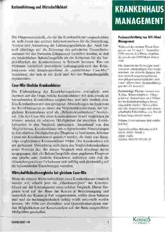Vorschauseite 5: Betriebsvergleiche im Krankenhaus