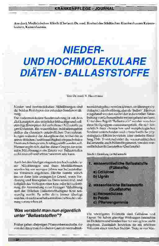 Vorschauseite 1: Niederund hochmolekulare Diät-Ballaststoffe
