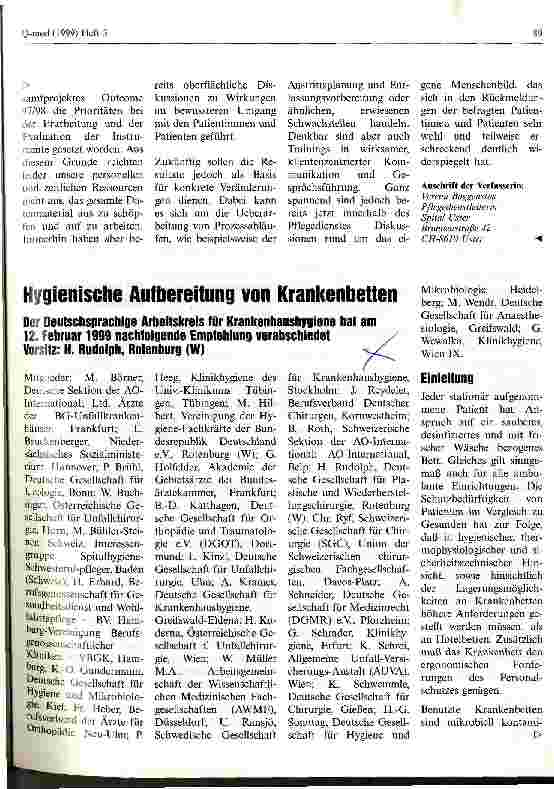 Vorschauseite 1: Hygenische Aufbereitung von Krankenbetten