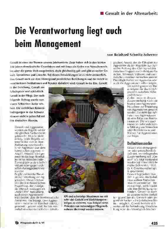 Vorschauseite 1: Die Verantwortung liegt auch beim Management Gewalt in der Altenarbeit