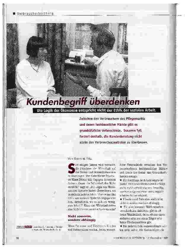 Vorschauseite 1: Kundenbegriff überdenken Die Logik der Ökonomie entspricht nicht der Ethik der sozialen Arbeit