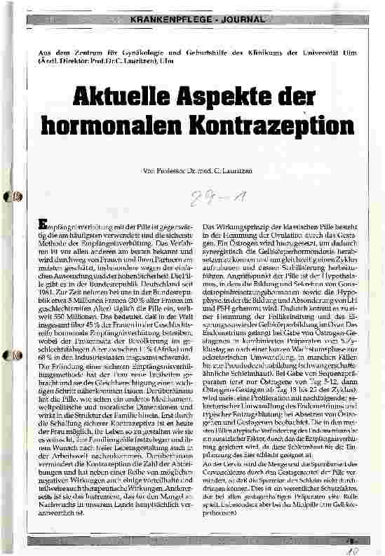 Vorschauseite 1: Aktuelle Aspekte der hormonalen Kontrazeption