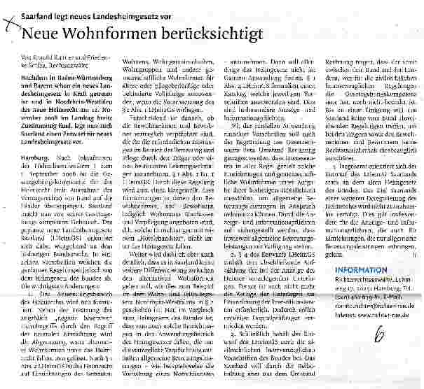 Vorschauseite 1: Neue Wohnformen berücksichtigt