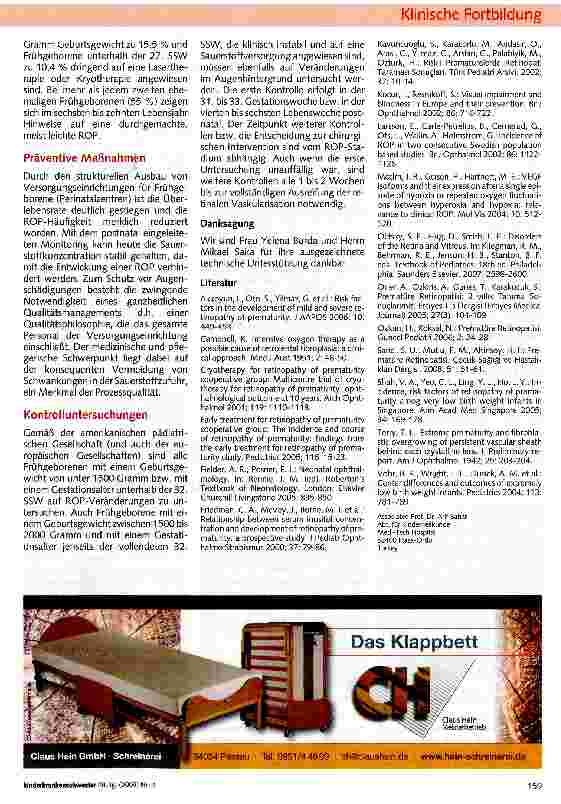 Vorschauseite 3: Retinopathie bei Frühgeburten