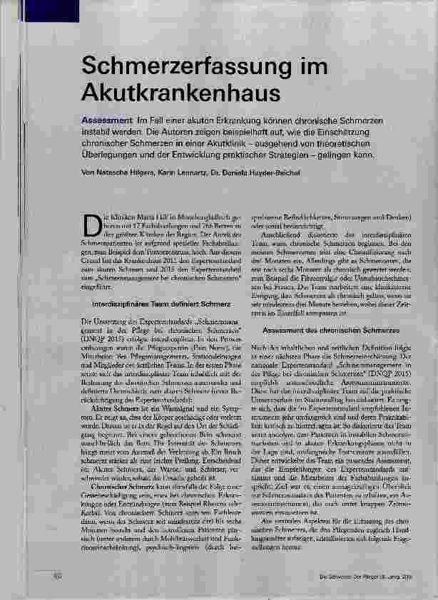Vorschauseite 1: Schmerzerfassung im Akutkrankenhaus