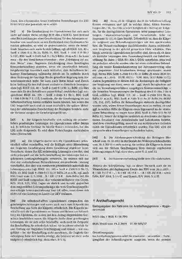 Vorschauseite 1: Arzthaftungsrecht Darlegungslast des Patienten im Arzthaftungsprozess Hygieneverstoß§823 Abs. 1 BGB, §138 ZPO