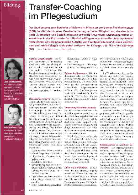 Vorschauseite 1: Transfer-Coaching im Pflegestudium