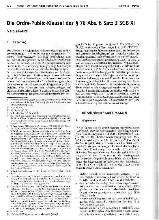 Vorschauseite 1: Die Ordre-Public-Klausel des § 76 Abs. 6 Satz 3 SGB XI