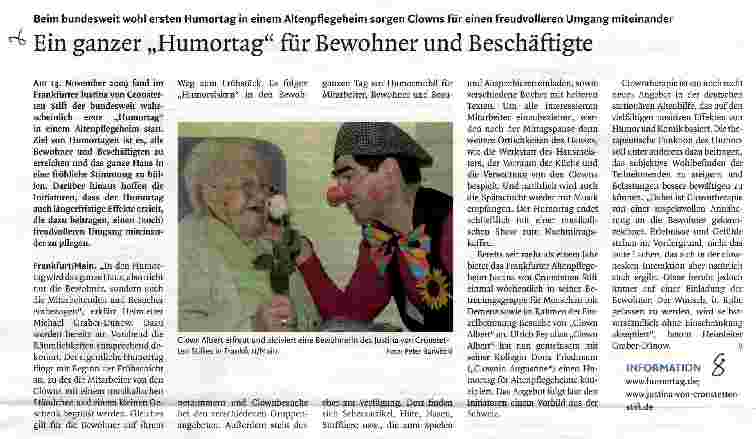 Vorschauseite 1: Ein ganzer „Humortag für Bewohner und Beschäftigte