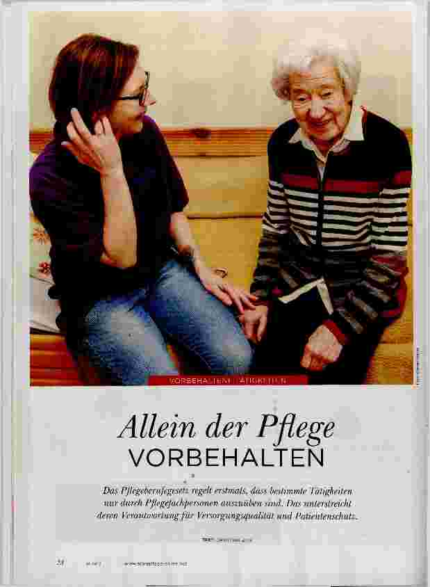 Vorschauseite 1: Allein der Pflege VORBEHALTEN