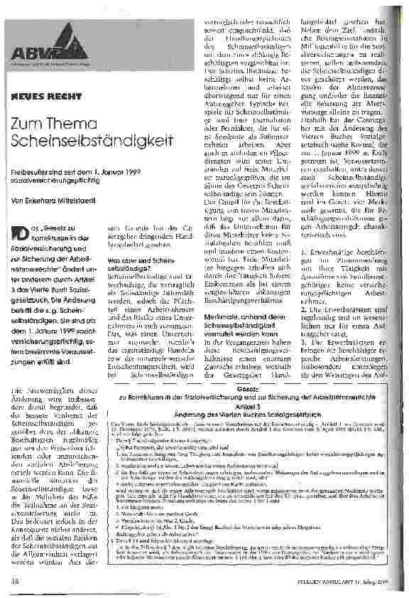Vorschauseite 1: Zum Thema Scheinselbständigkeit