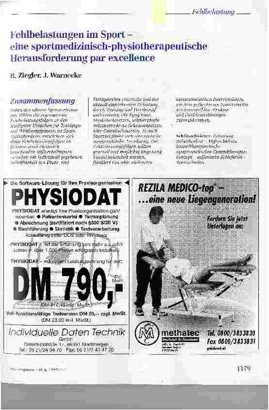 Vorschauseite 1: Fehlbelastungen im Sport - eine sportmedizinisch-physiotherapeutischeHerausforderung par excellence
