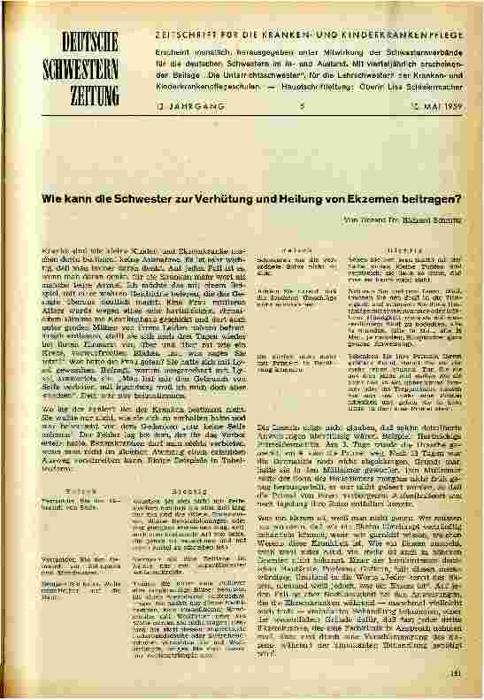 Vorschauseite 1: Wie kann die Schwester zur Verhütung und Heilung von Ekzemen beitragen?