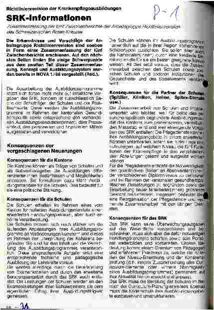 Vorschauseite 1: SRK-Informationen Richtlinienrevision der Krankenpflegeausbildungen